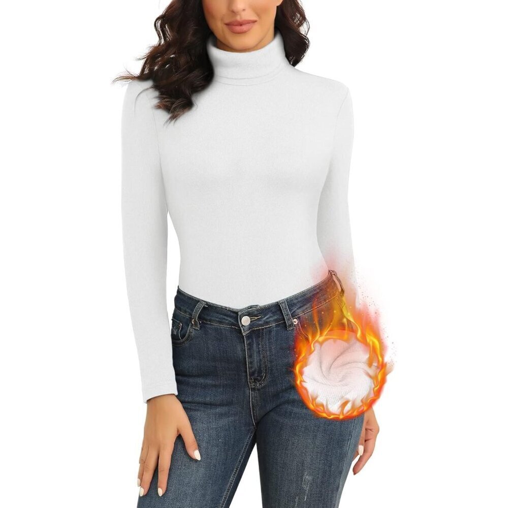 Womens Thermal Turtleneck Long Sleeve Fleece Slim Fit Base Layer